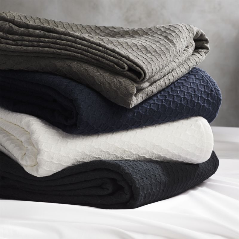 Hive Black Waffle Weave Blanket King CB2 Havenly