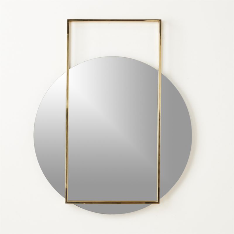 Pendulum Gold Round Wall Mirror, 32" x 40" CB2 Havenly