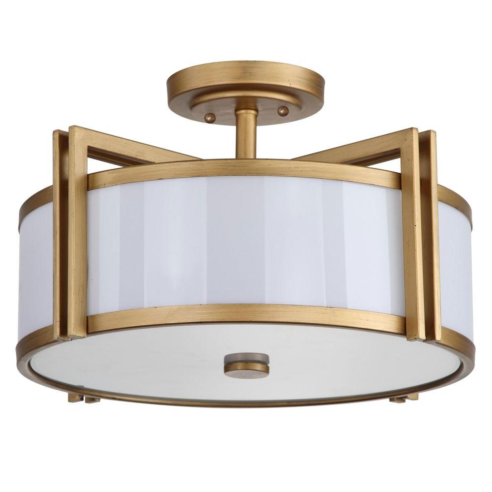 Safavieh Orb 3 Light Antique Gold Semi Flush Mount Light Home Depot