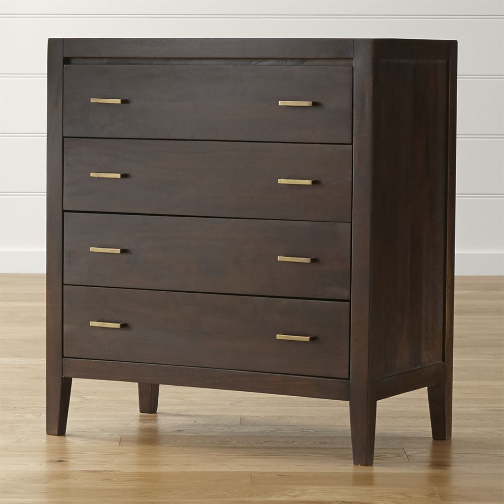 Dawson Dark Brown Wood 4Drawer Chest Crate and Barrel Havenly