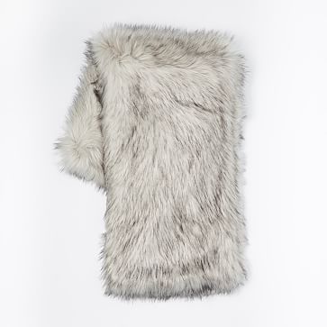 Faux Fur Brushed Tips Throw 47 X60 Platinum West Elm