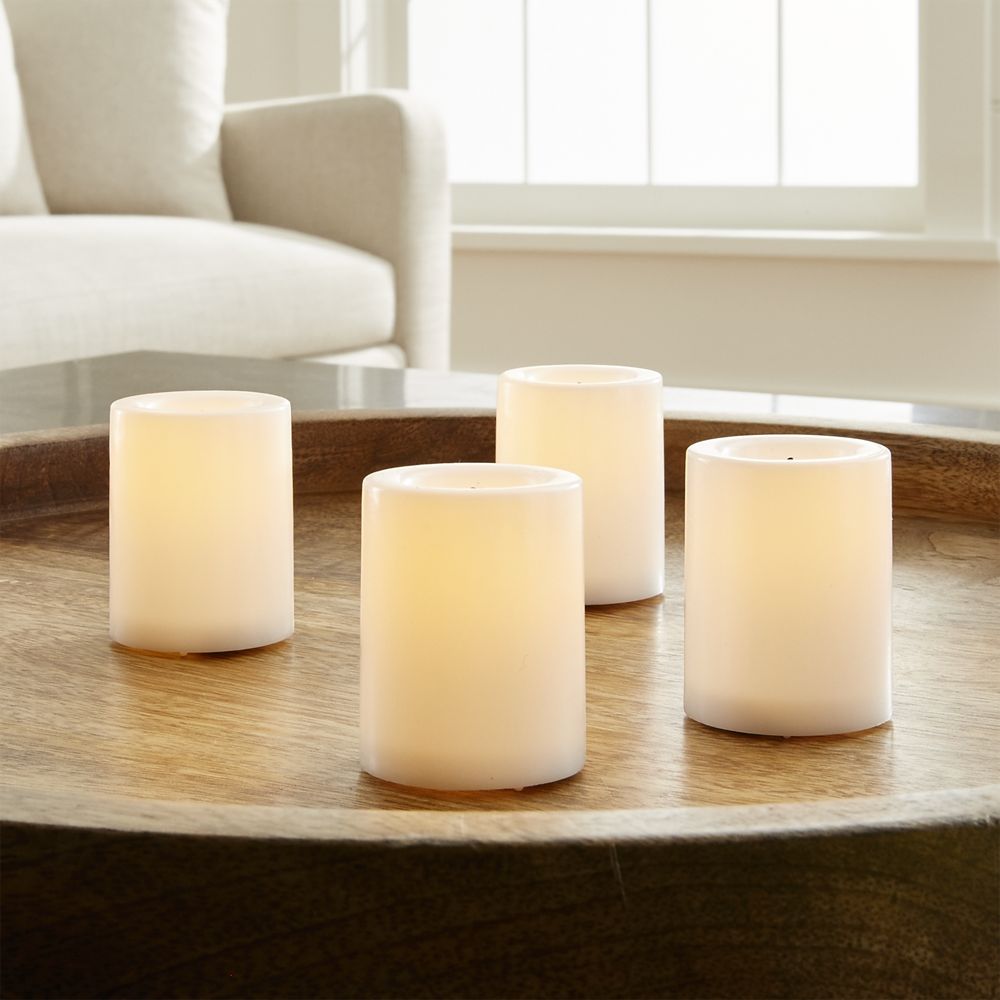 Flameless White Votive Candles with Timer, Set of 4 Crate and Barrel