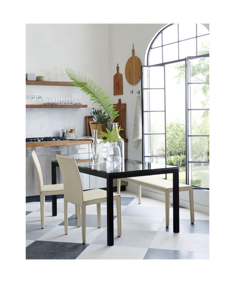 Dark Steel Base 60x36 Dining Table, Parsons Dining Table Crate And Barrel