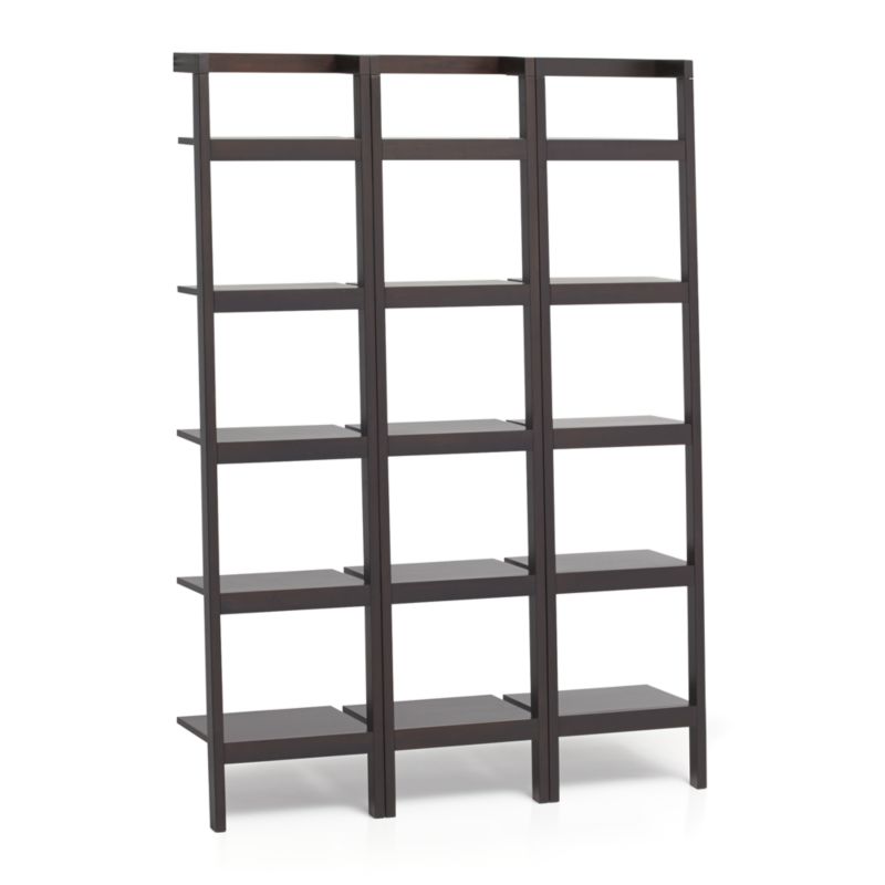 Sawyer Mocha Leaning 18 Bookcases Set of Three Crate and Barrel Havenly