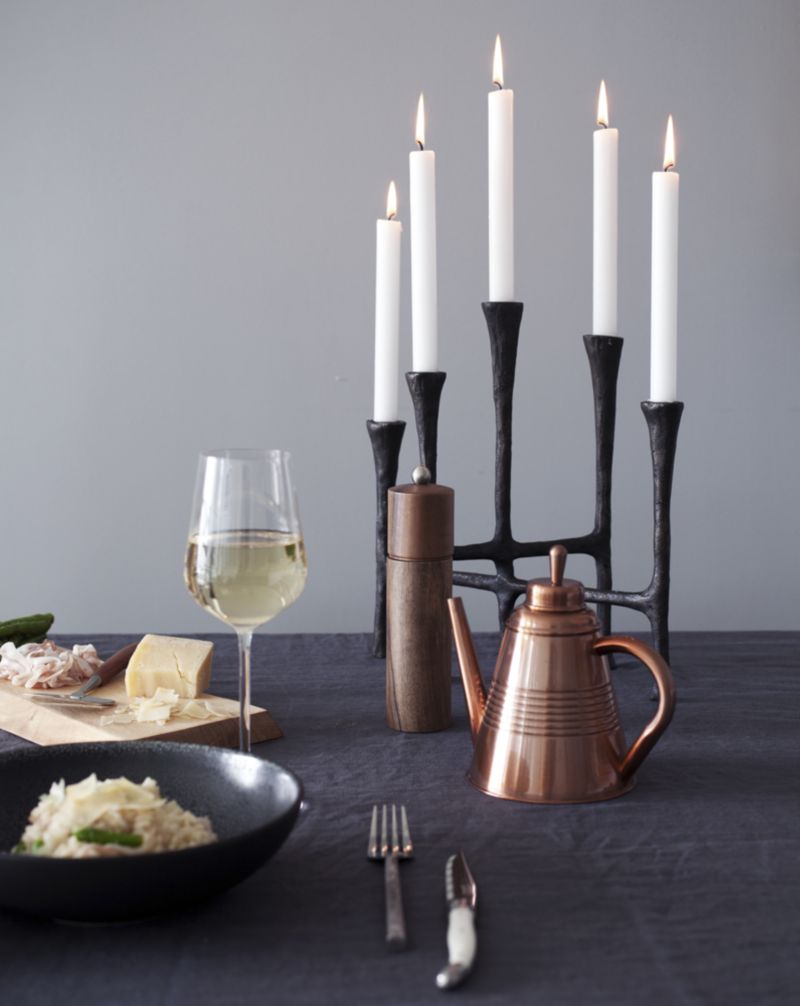 Rustic Bronze Metal Centerpiece Taper Candle Holder Crate and Barrel