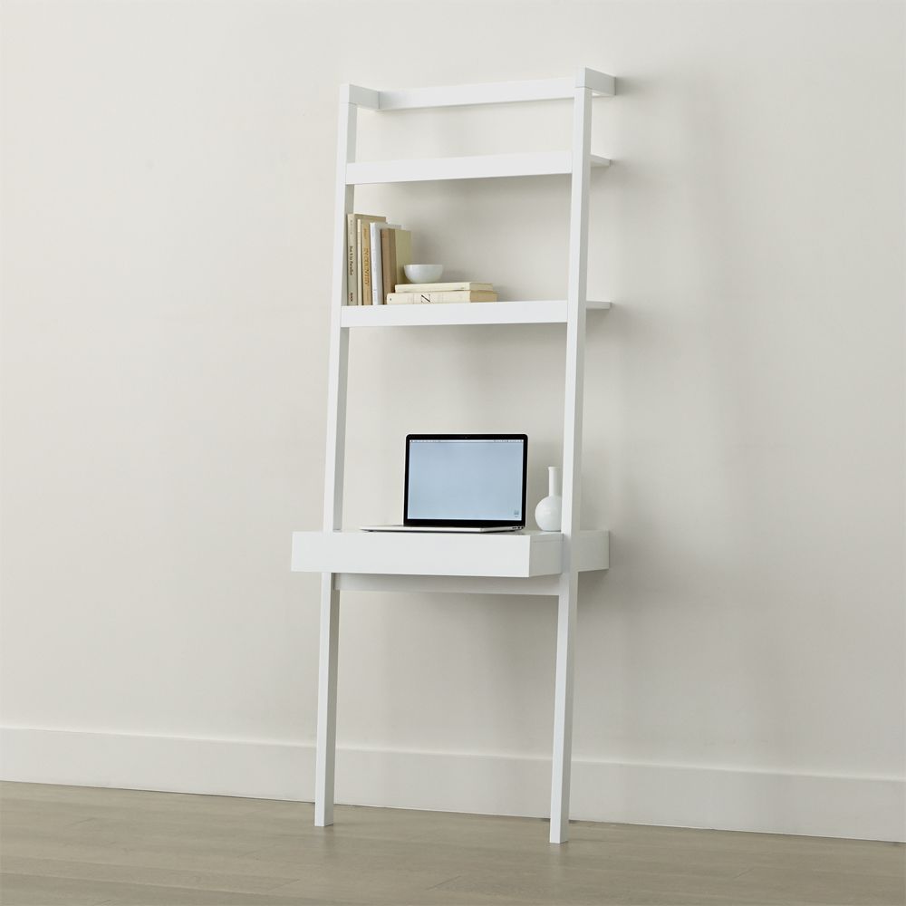 crate and barrel white leaning desk