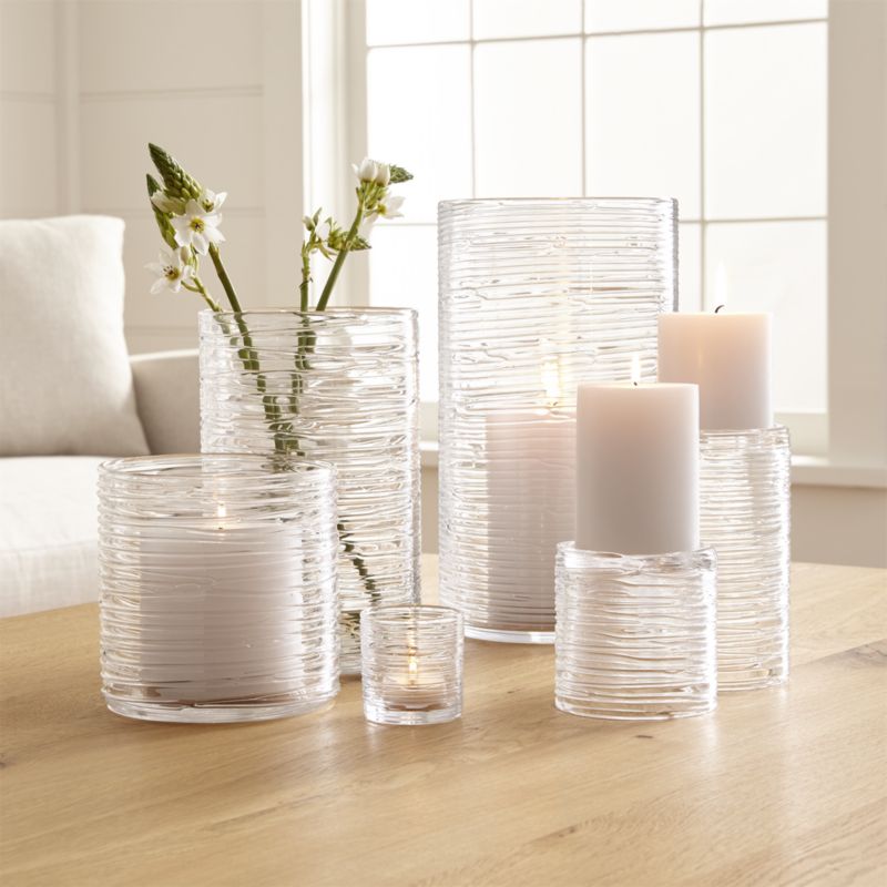 Spin Glass Extra Large Hurricane Candle Holder/Vase. Crate and Barrel