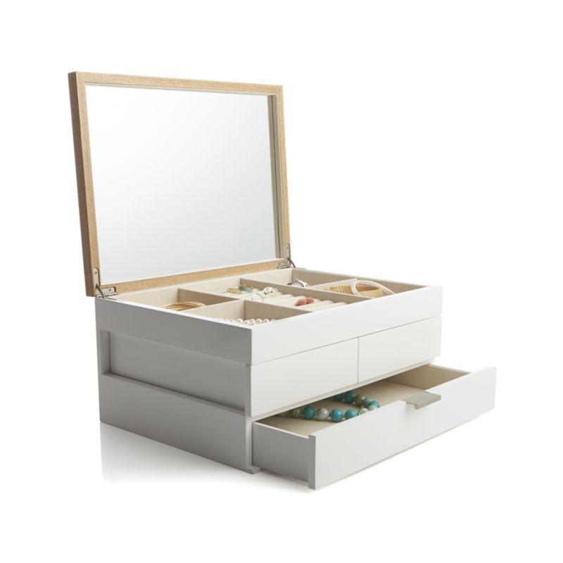 Crate & Barrel Selma White Jewelry Box (15 outlet x 7)