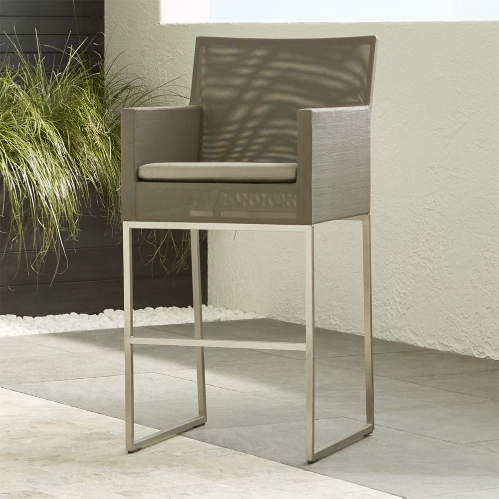 Dune Taupe Outdoor Bar Stool with Sunbrella ® Cushion Crate and
