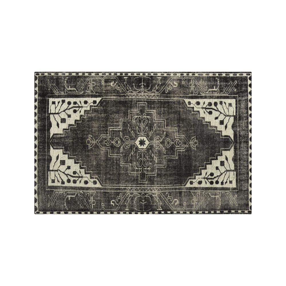 Anice Black Hand Knotted Oriental-Style Area Rug 6'x9' - Crate and