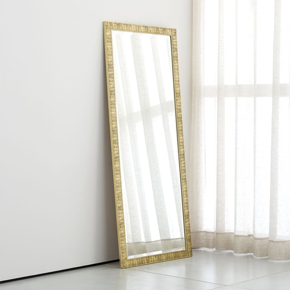Birch Champagne Gold Floor Mirror Crate and Barrel Havenly