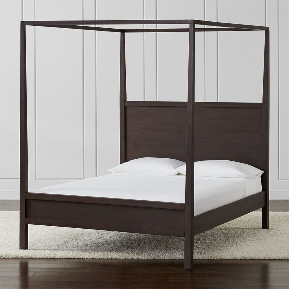 Keane Espresso Wood Queen Canopy Bed Crate and Barrel Havenly