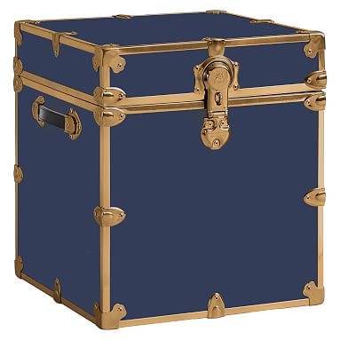 POTTERY BARN $474 + Vinyl Wardrobe Dorm Trunk with Rubbed Brass