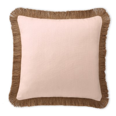 AERIN Jute Fringe Linen Pillow Cover 22