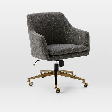 Helvetica Desk Chair Salt Pepper Tweed Blackened Bronze Base