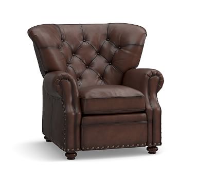 Arthur Chesterfield Tufted Wingback Leather Recliner Chair, 49% OFF