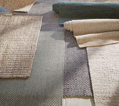 Diamond Wrapped Jute Rug, 9x12', Khaki/Ivory - Pottery Barn | Havenly