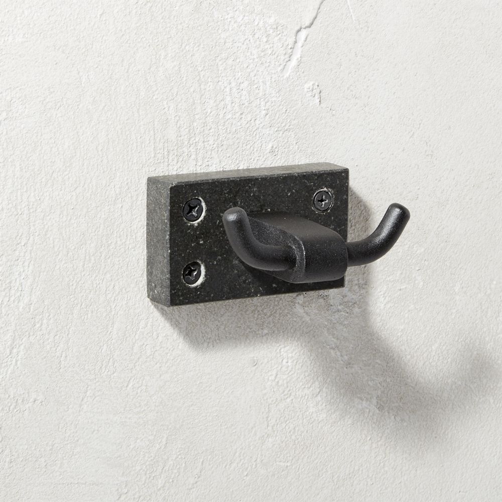 Black Marble Towel Hook - CB2 | Havenly
