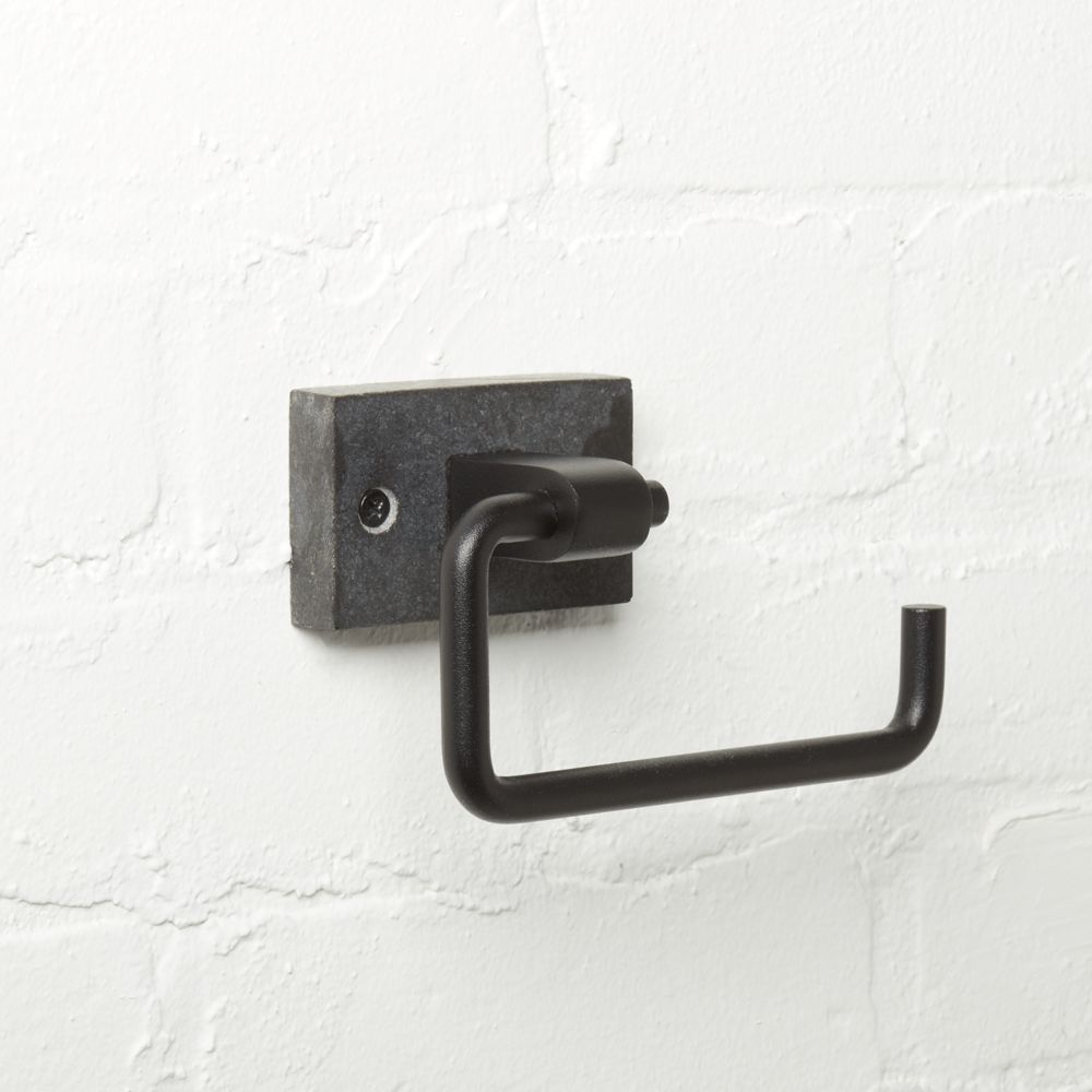 Black Marble Wall Mounted Toilet Paper Holder CB2 Havenly