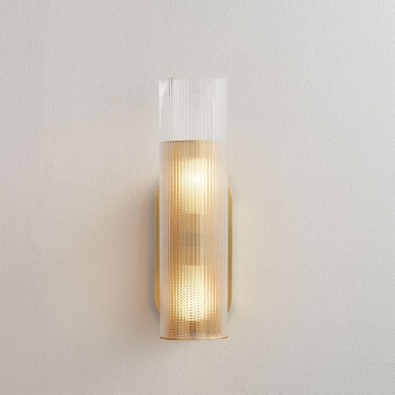 cb2 striae ribbed glass wall sconce