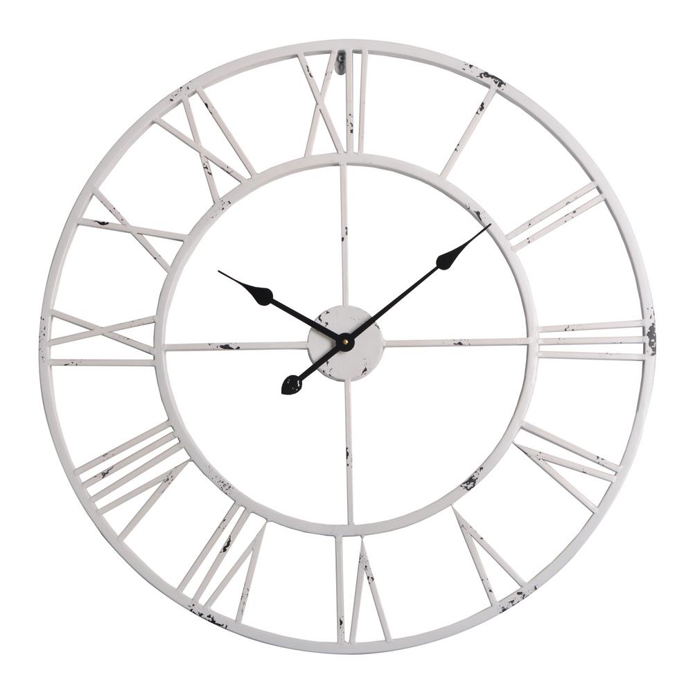 white distressed wall clock        <h3 class=
