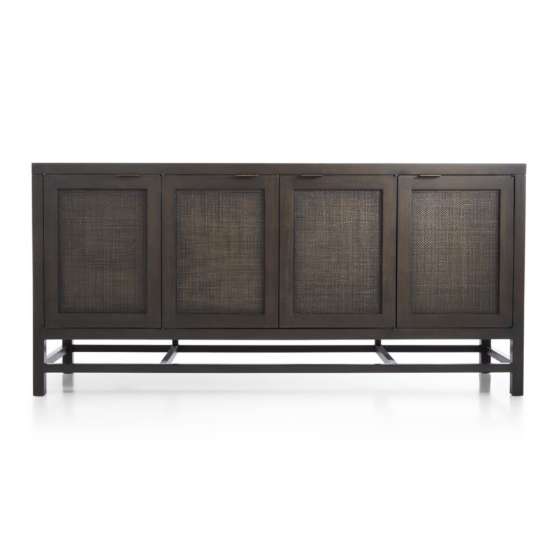 Blake 68" Dark Brown and Rattan Storage Media Console Crate and