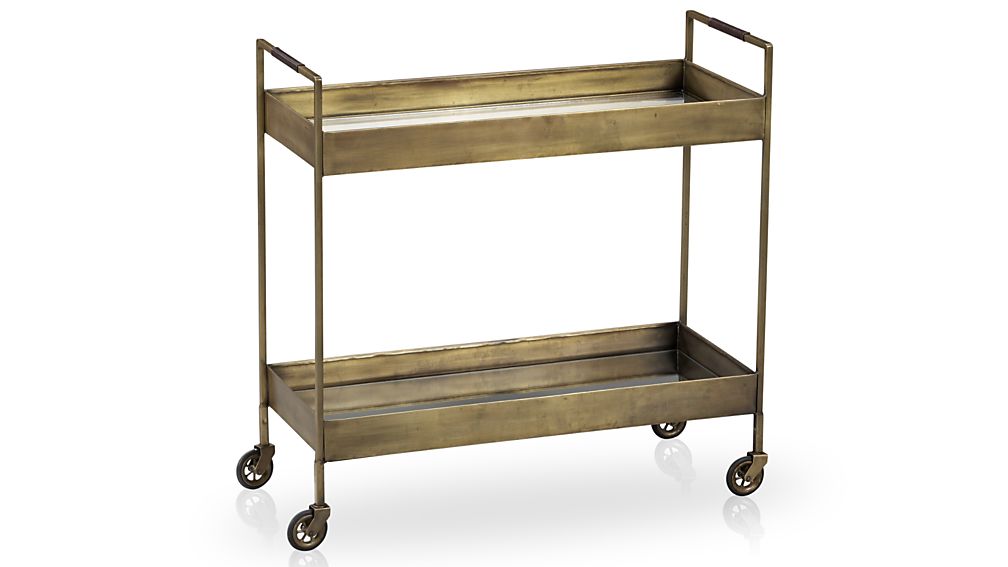Libations Antique Brass Bar Cart Crate and Barrel Havenly