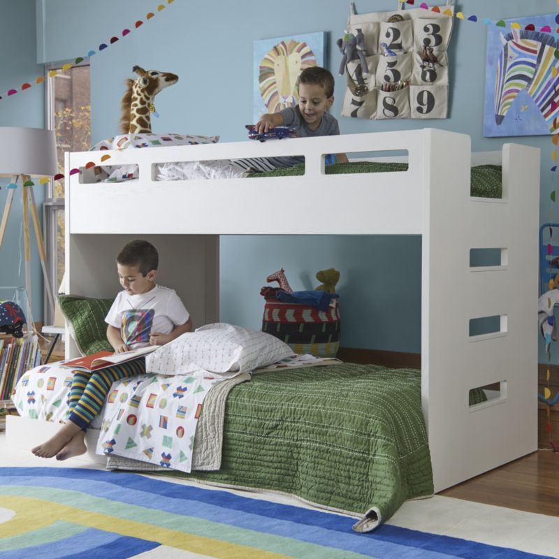 Abridged White Glaze Low Twin Bunk Bed, Crate And Barrel Bunk Beds