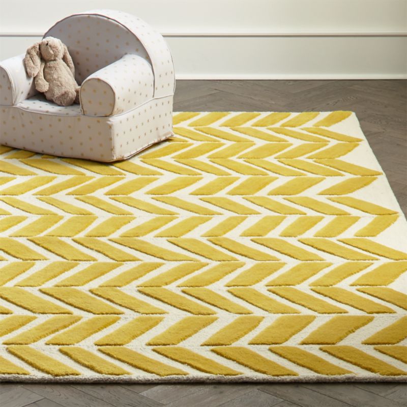 5x8' Yellow Chevron Rug Crate and Barrel Havenly