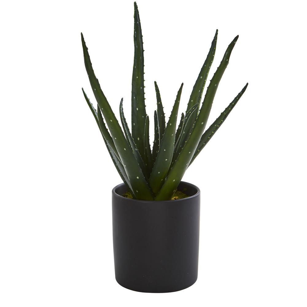 19 in. Indoor Aloe Artificial Plant with Planter Home Depot