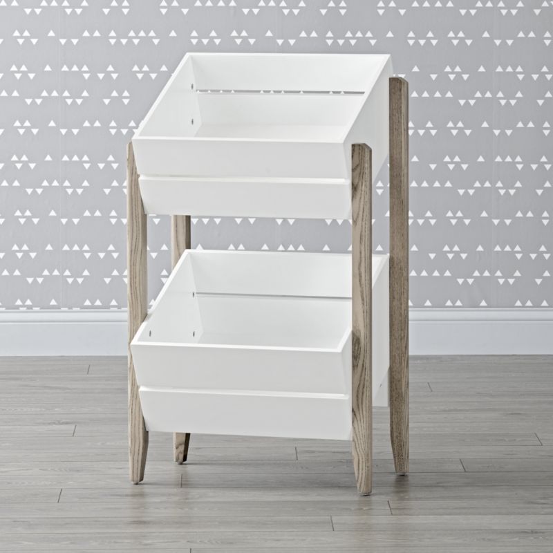 Wrightwood Grey and White Toy Storage Crates Crate and Barrel Havenly