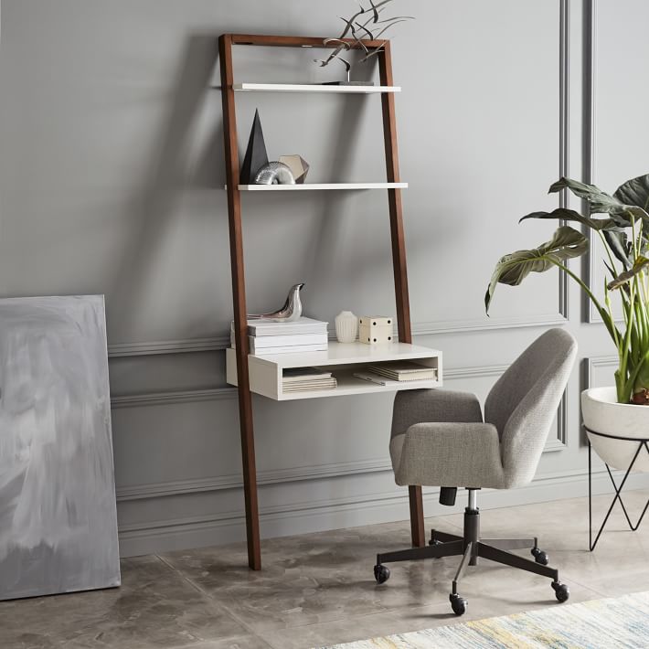Ladder Shelf Storage Leaning Wall Desk White/Espresso West Elm