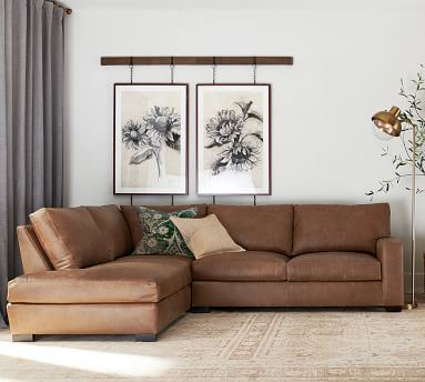 Turner Square Arm Leather Left Sofa, Turner Square Arm Leather Sofa Chaise Sectional