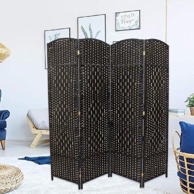 Room Divider Curtain Weave Fiber Folding Privacy Screen Room Dividers ...