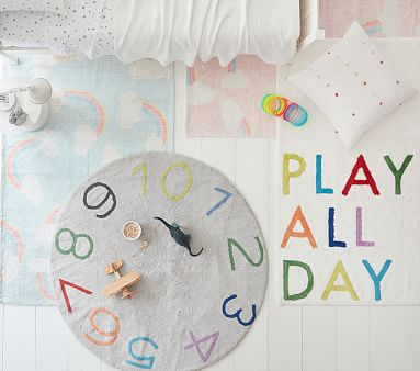 Play All Day Washable Rug, 4X6', White Multi - Pottery Barn Kids | Havenly