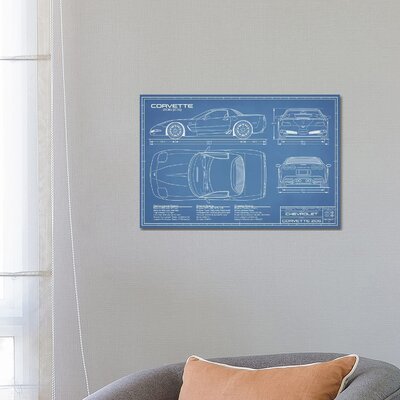 Corvette (C5) Z06 Blueprint by Action Blueprints - Wrapped Canvas ...