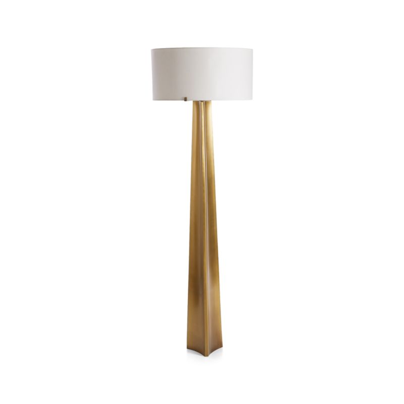 Promenade Avenue Black and Brass Floor Lamp with White Shade + Reviews