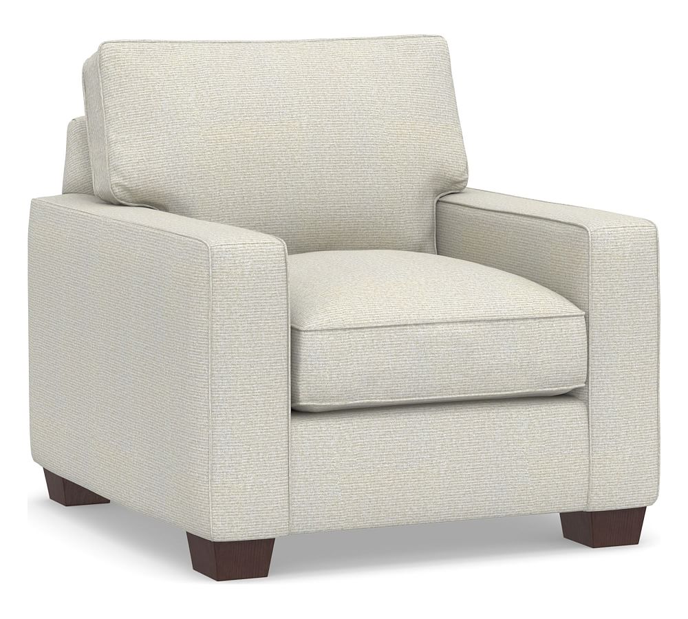 Pb Comfort Square Arm Upholstered Armchair, Box Edge Down Blend Wrapped 