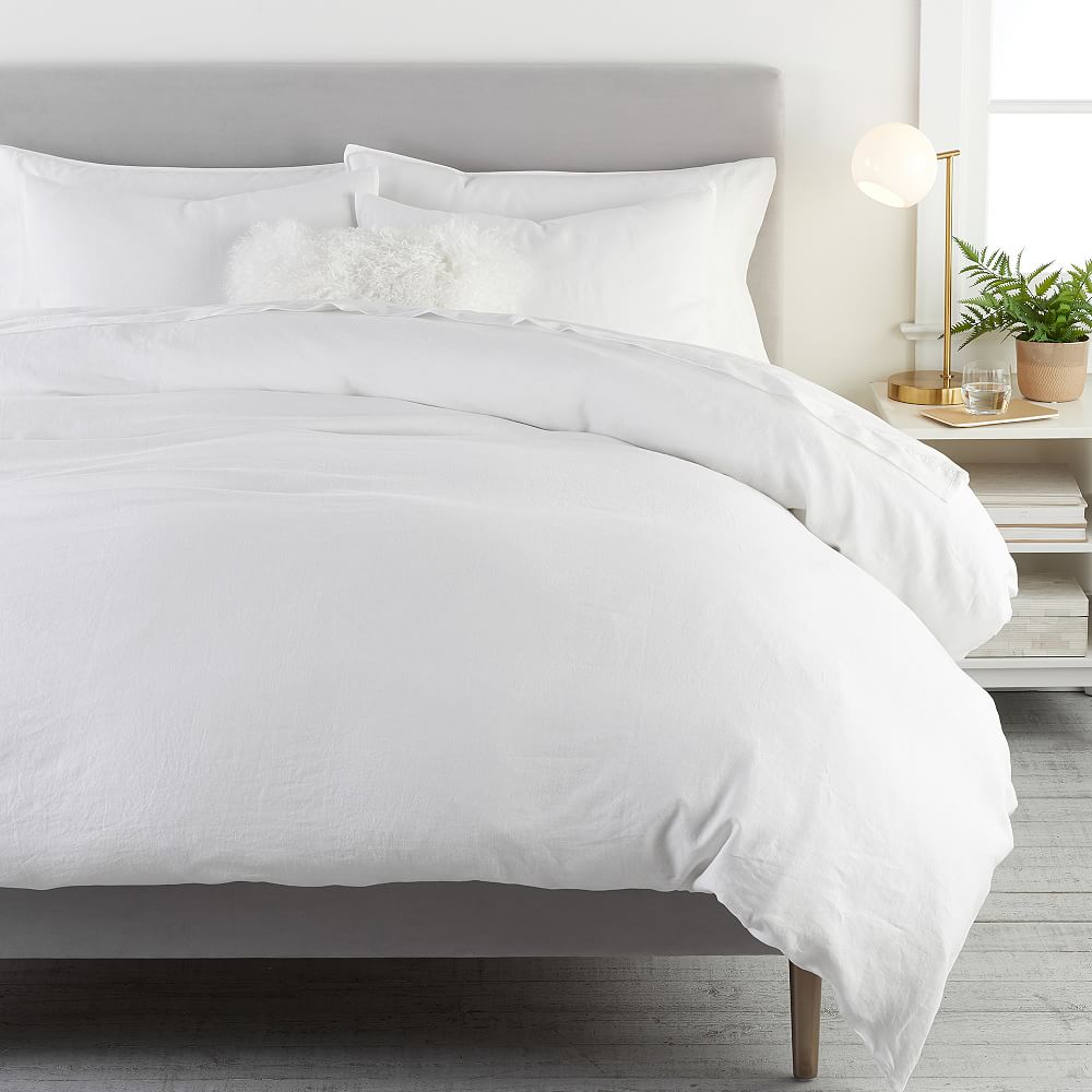 Belgian Linen Duvet Cover, King, White - Pottery Barn Teen | Havenly