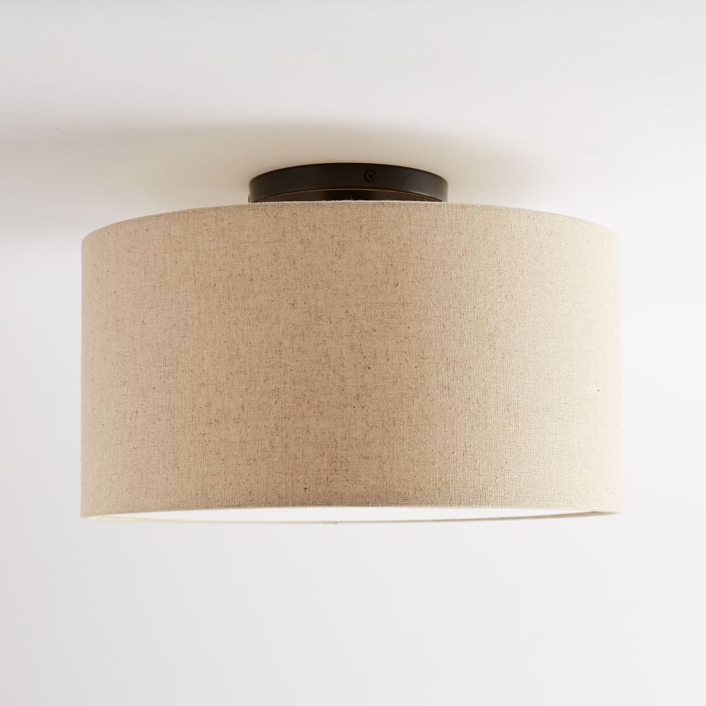 drum jute flush mount light