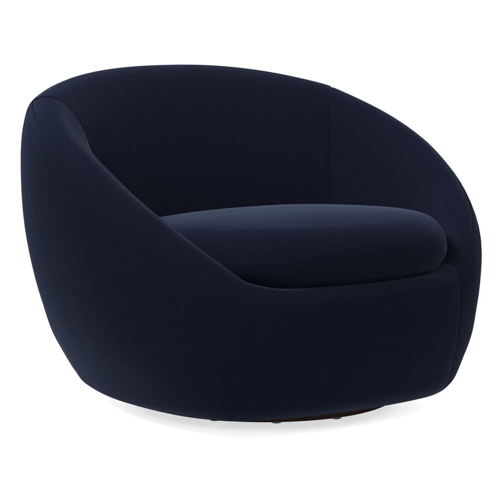 Cozy Swivel Chair Distressed Velvet Midnight West Elm Havenly