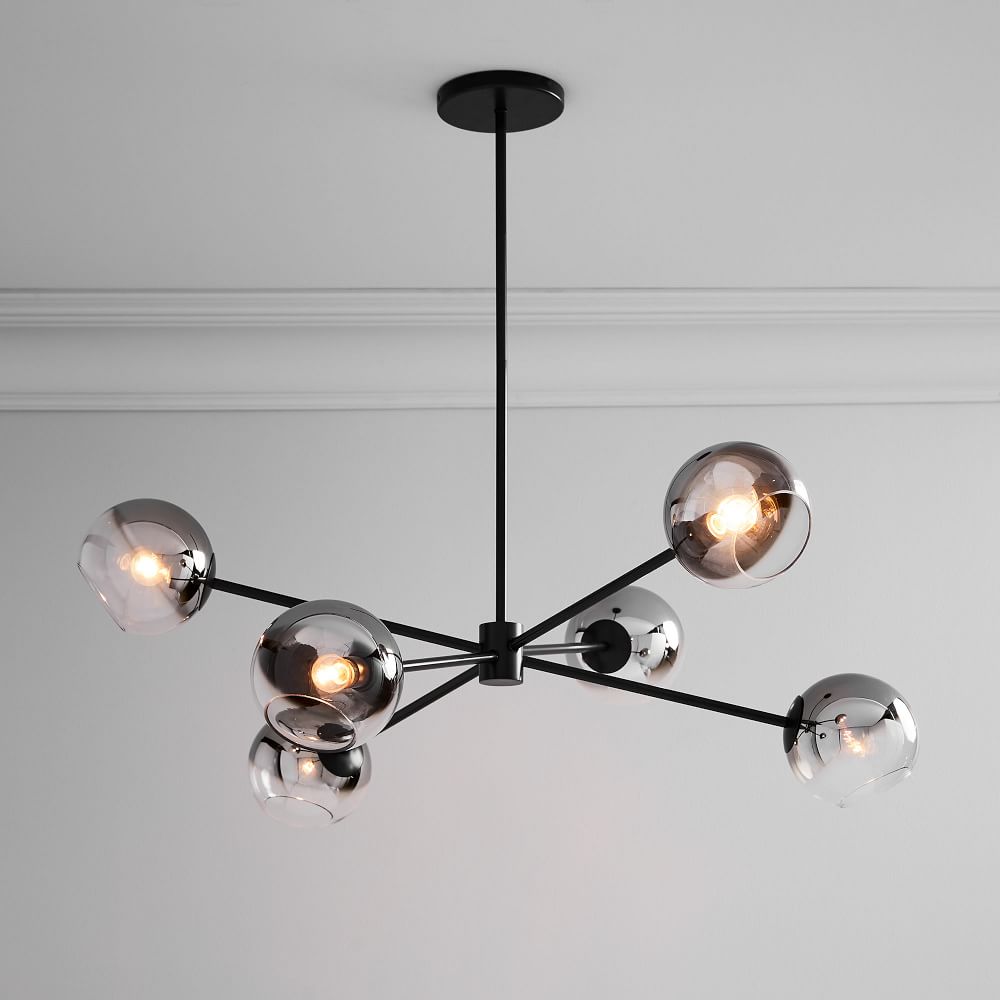 West Elm - Staggered Glass Chandelier 6 Light Ombre Antique Bronze ...