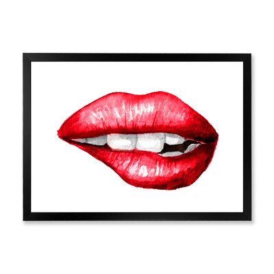 Sexy Plump Puffy Woman Lips Biting - Modern Canvas Wall Art Print ...