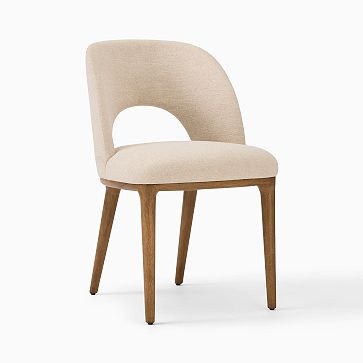 Boerum Dining Chair, Chenille Tweed, Sand, Burnt Wax, - West Elm | Havenly