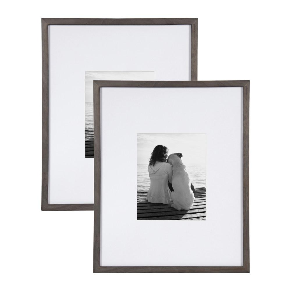 DesignOvation Gallery 16x20 matted to 8x10 Gray Picture Frame Set of 2 ...