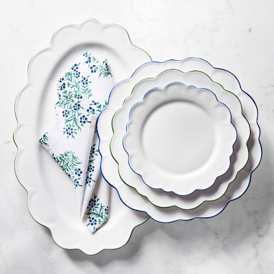 AERIN Scalloped Rim Dinner Plate Each Blue Williams Sonoma