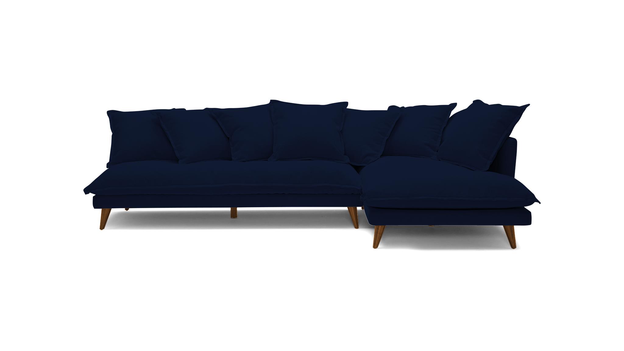 Blue Denna Mid Century Modern Sectional Royale Cobalt Mocha Right