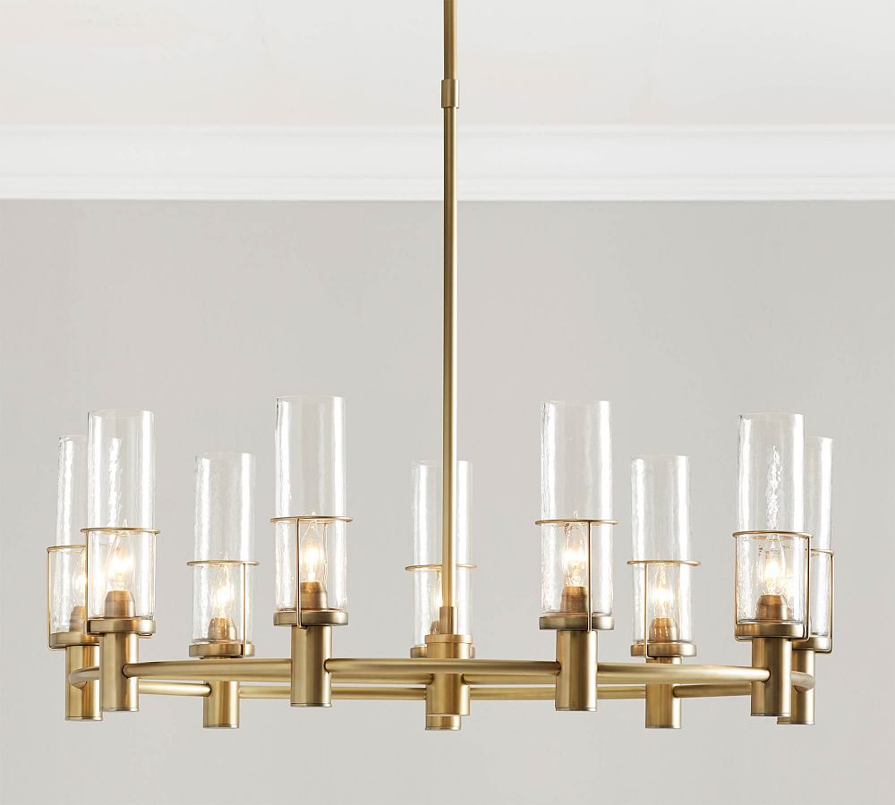 Essex Recycled Glass Round Chandelier, Brass - Pottery Barn | Havenly