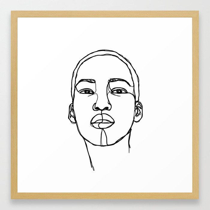 Woman's Face Line Drawing Illustration - Addie Framed Art Print by The ...