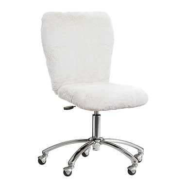 Polar Bear Faux Fur Airgo Armless Swivel Desk Chair Pottery Barn Teen